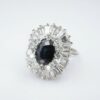 Vintage Sapphire Diamond Ballerina Ring 14k White Gold 7ct Halo Blue Sz 9, view 5