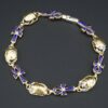 Vintage 2-Tone 18k Gold Lapis Inlay Scarab Ankh Bracelet 7.75", view 1