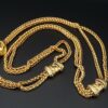 Vintage 1996 Chanel Gold Tone Double Wheat Chain Logo Necklace 42" France, view 2