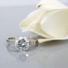 Vintage Diamond Engagement Ring 14k White Gold Solitaire Size 7 Vintage, view 1