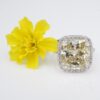 Fancy Yellow Diamond Ring 9.02 carat Platinum Halo GIA, view 1