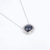 14k Blue Star Sapphire Diamond Halo Pendant Necklace 16" Gold Natural, view 3