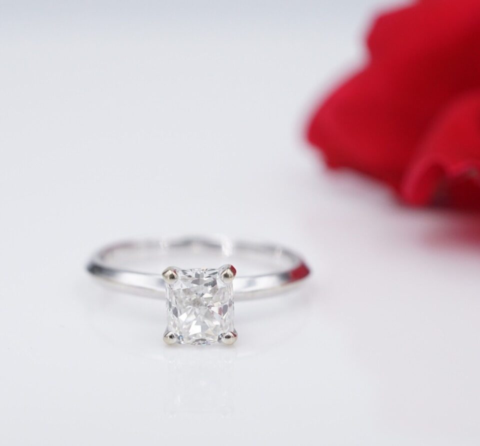 James Allen 0.9ct Diamond Engagement Ring Solitaire 14k Sz 5.5 F SI2 GIA RG4104