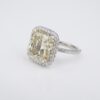 Fancy Yellow Diamond Ring 9.02 carat Platinum Halo GIA, view 6