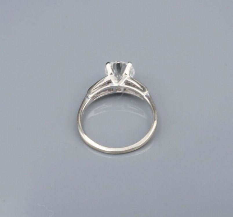 Vintage Diamond Engagement Ring 14k White Gold Solitaire Size 7 Vintage, view 5