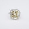 Fancy Yellow Diamond Ring 9.02 carat Platinum Halo GIA, view 2