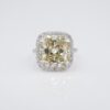 Fancy Yellow Diamond Ring 9.02 carat Platinum Halo GIA, view 3