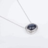 14k Blue Star Sapphire Diamond Halo Pendant Necklace 16" Gold Natural, view 1