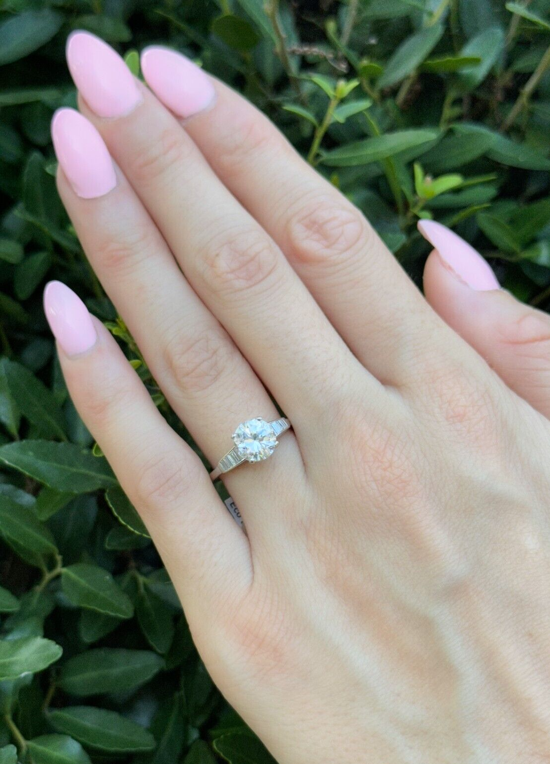 Vintage Diamond Engagement Ring 14k White Gold Solitaire Size 7 Vintage, view 2
