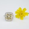 Fancy Yellow Diamond Ring 9.02 carat Platinum Halo GIA, view 9