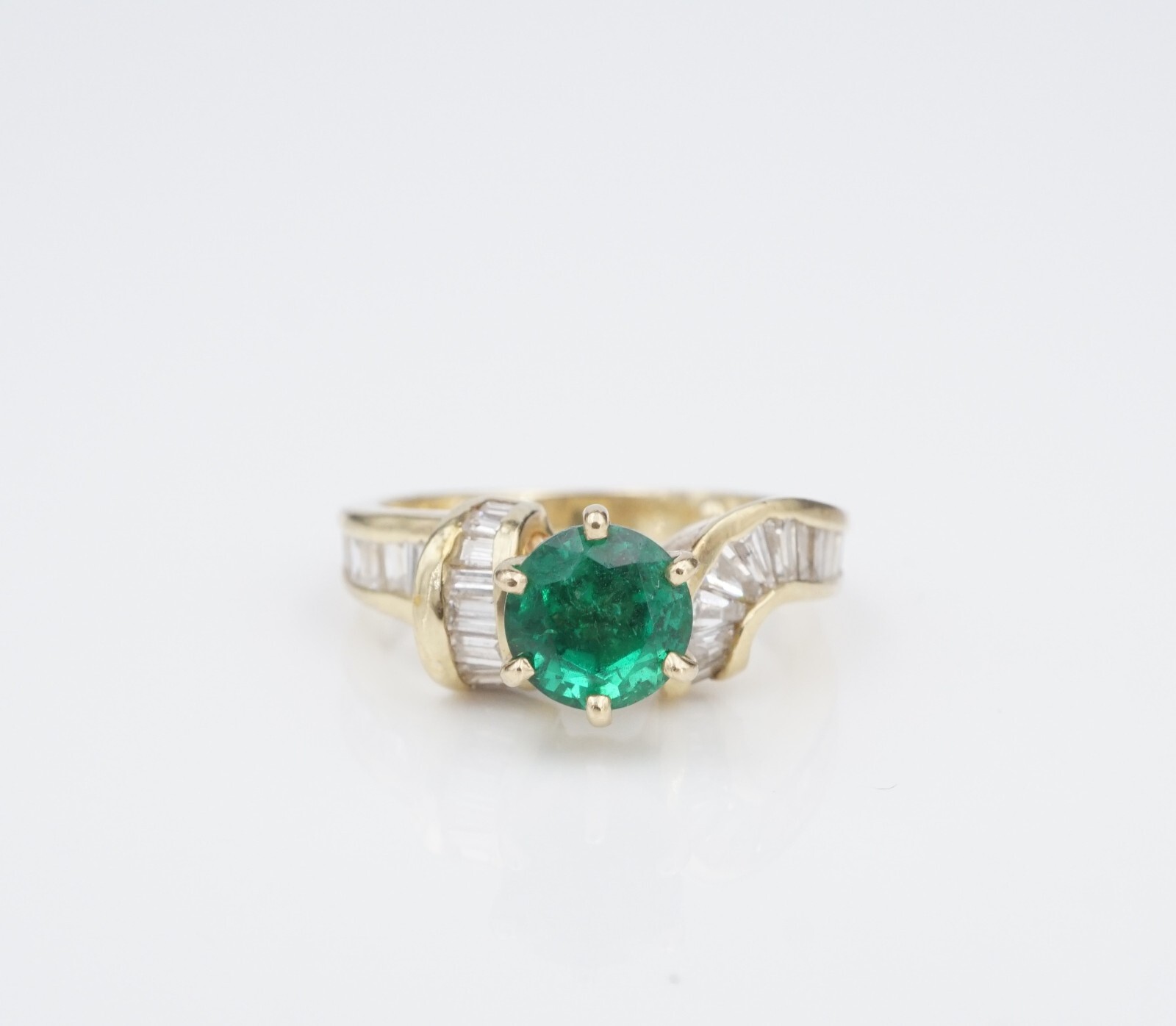 14k Emerald and Diamond Ring Yellow Gold 2 carat Natural Size 6, view 4