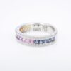 14k Diamond Rainbow Sapphire Band Ring White Gold Size 7.25 NWOT, view 7