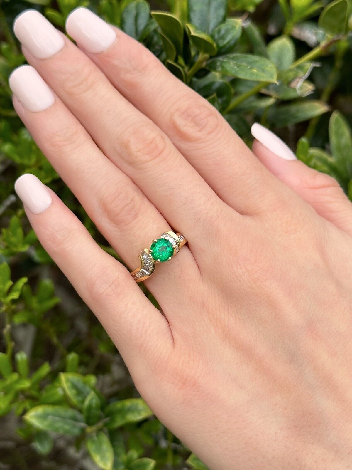 14k Emerald and Diamond Ring Yellow Gold 2 carat Natural Size 6, view 6