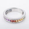 14k Diamond Rainbow Sapphire Band Ring White Gold Size 7.25 NWOT, view 10