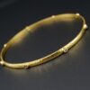 18k Diamond Bezel Station Bangle Bracelet Gold 8" Hammer Textured, view 4