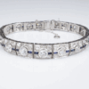 Art Deco Sapphire Diamond Bracelet Platinum Antique 9 carats 7.25", view 1