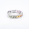 14k Diamond Rainbow Sapphire Band Ring White Gold Size 7.25 NWOT, view 8