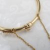 Vintage Diamond Garnet Pearl Hinged Bangle Bracelet 14k Yellow Gold 6.5", view 5