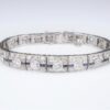 Art Deco Sapphire Diamond Bracelet Platinum Antique 9 carats 7.25", view 3