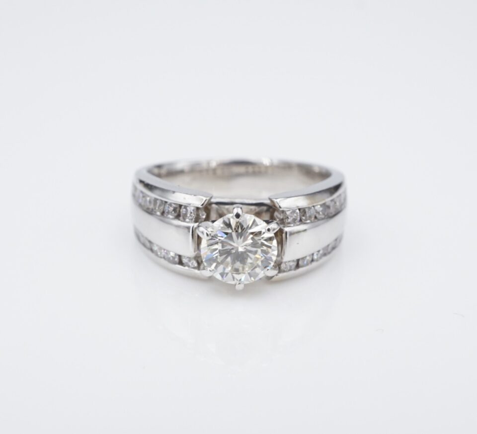 14k Diamond Engagement Ring White Gold 1.5 ctw Size 5.75 Natural Classic, view 2