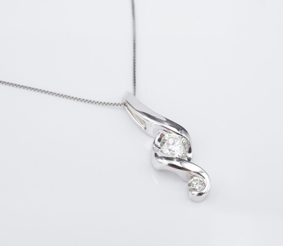 14k Diamond Necklace Juno Lucina White Gold Pendant 18" Push Present NG1618