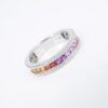14k Diamond Rainbow Sapphire Band Ring White Gold Size 7.25 NWOT, view 4