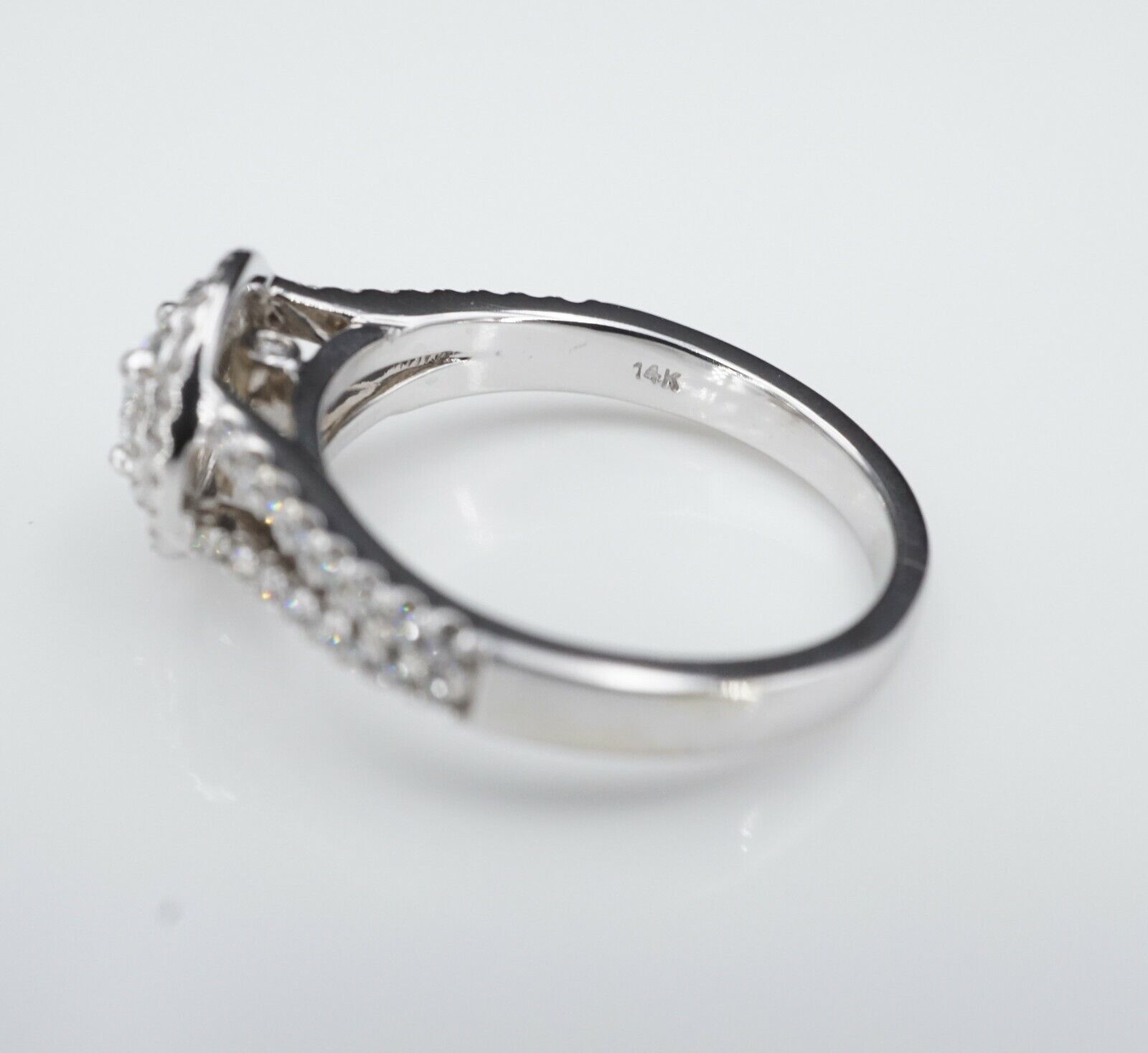 14k Diamond Engagement Ring Double Halo White Gold 0.8ct Size 7 VS1 NWOT, view 5