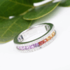 14k Diamond Rainbow Sapphire Band Ring White Gold Size 7.25 NWOT, view 1