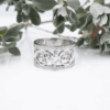 14k Diamond Wide Band Ring Filigree Scroll Size 8 Designer, view 1