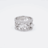 14k Diamond Wide Band Ring Filigree Scroll Size 8 Designer, view 7