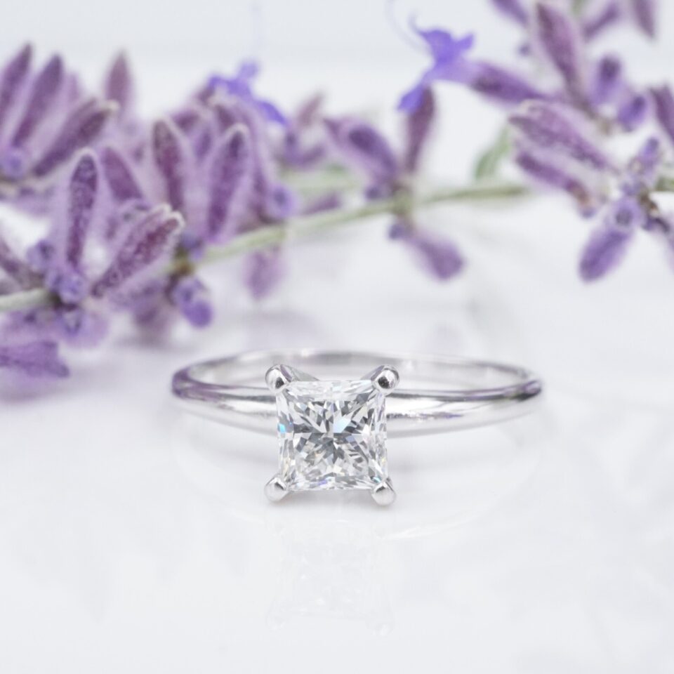 14k Diamond Engagement Ring Princess D SI1 Solitaire 3/4 ct EGL Cert Sz 7 RG4436