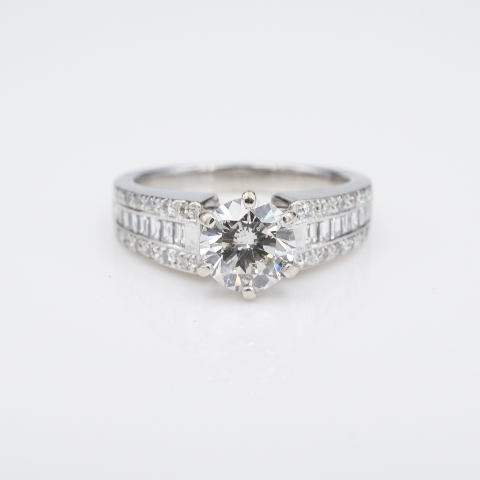 14k Diamond Engagement Ring White Gold 2 ctw Size 6.75, view 3