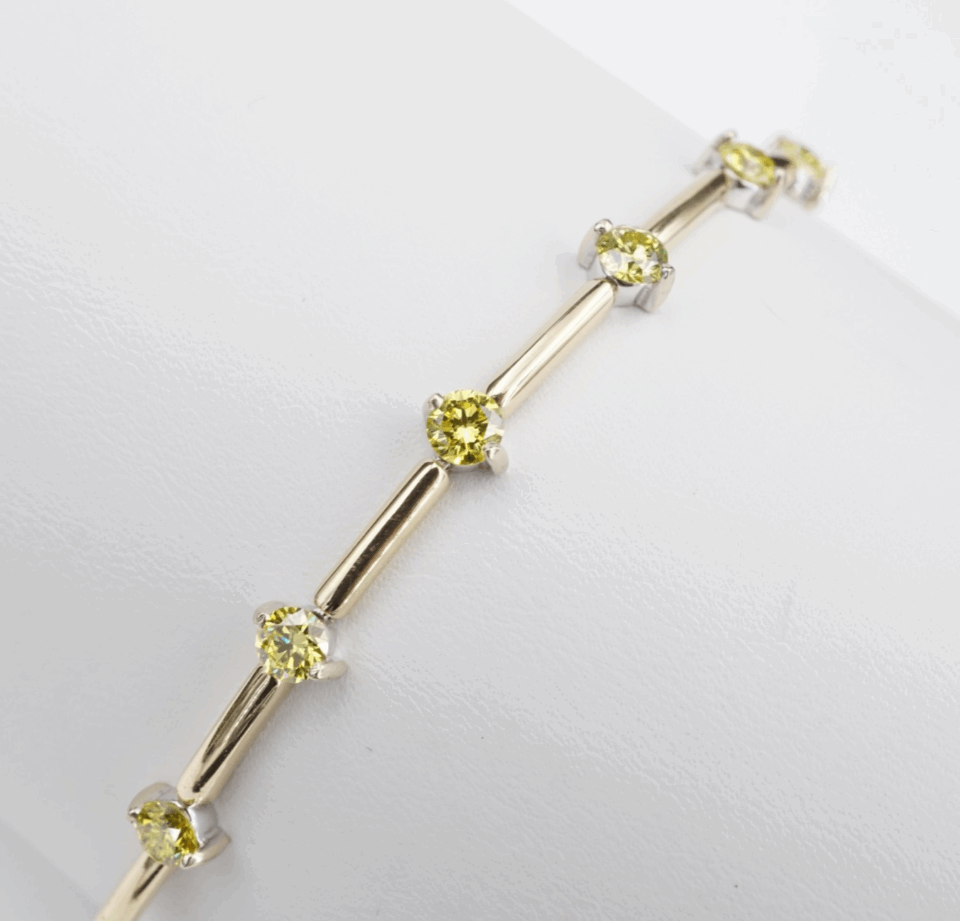 14k Gold Yellow Diamond Tennis Bracelet 2.75 ctw 7" BG1053