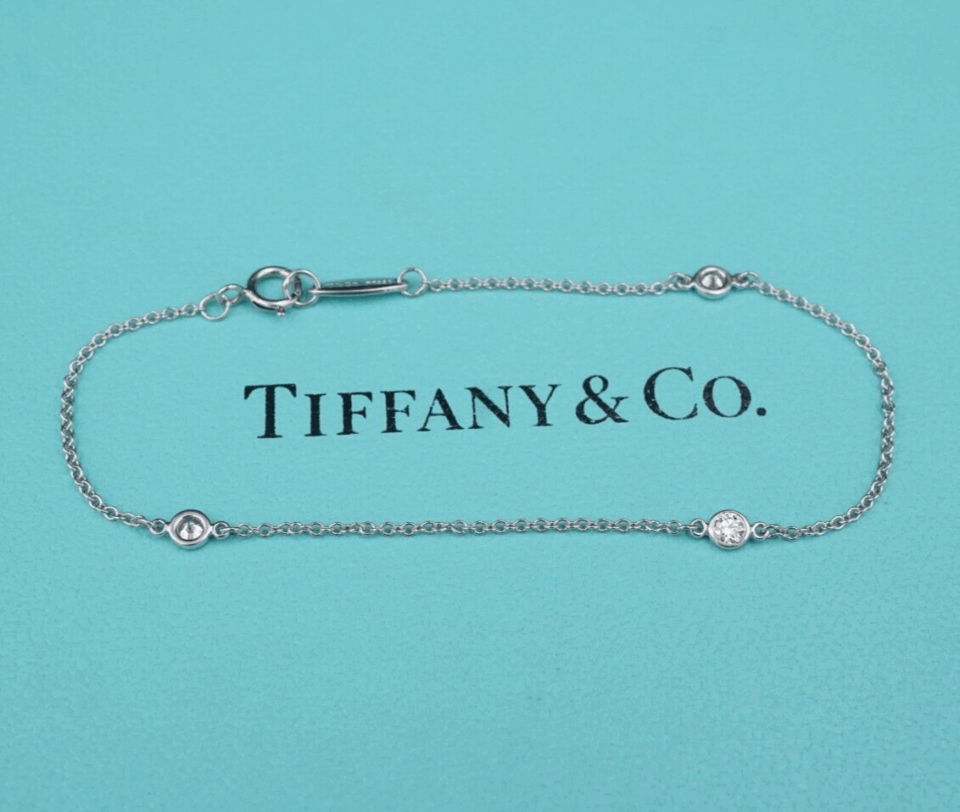 Tiffany & Co. Peretti Diamond DBTY Bracelet Platinum 6.5" BG985