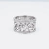 14k Diamond Wide Band Ring Filigree Scroll Size 8 Designer, view 6