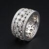 14K Diamond Ring Eternity Anniversary Wide Band White Gold Size 8, view 6