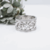 14k Diamond Wide Band Ring Filigree Scroll Size 8 Designer, view 5