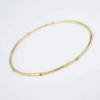 18k Diamond Bangle Bracelet Hammered Yellow Gold Station 8" Slim, view 1