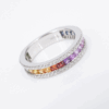 14k Diamond Rainbow Sapphire Band Ring White Gold Size 7.25 NWOT, view 5