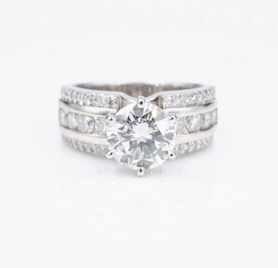 14k Diamond Engagement Ring White Gold Ideal Cut 3 ctw Size 8 EGL J SI1 RG4434