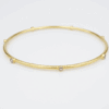 18k Diamond Station Bangle Bracelet Yellow Gold 7.5" Textured Vintage, view 2