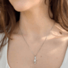 14k Diamond Necklace Juno Lucina White Gold Pendant 18" Push Present, view 3
