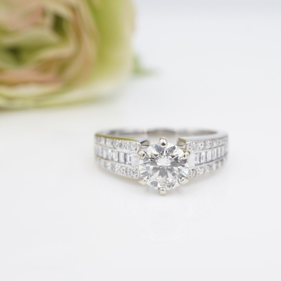 14k Diamond Engagement Ring White Gold 2 ctw Size 6.75 RG5391