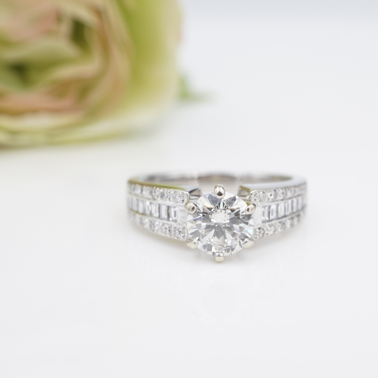 14k Diamond Engagement Ring White Gold 2 ctw Size 6.75, view 1
