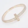 Tiffany T T1 Wide Diamond Hinged Bangle 4.08ct 18k Rose Gold Bracelet, view 4