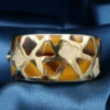 Roberto Coin Giraffe Bracelet Diamond Tigers Eye Inlay 18k Gold 6.5" 93g, view 4
