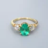 18k Gold Natural Colombian Emerald Diamond Ring 3-Stone 2.5 ctw Sz 8 GIA, view 4