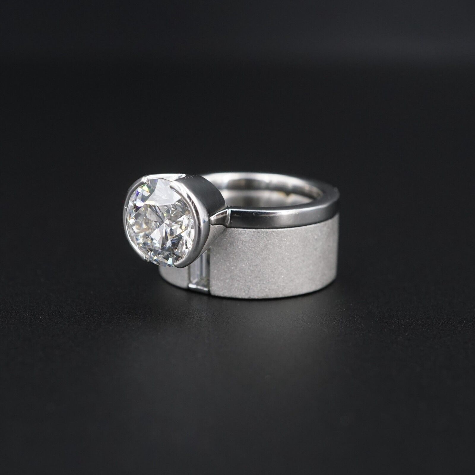 Diamond Engagement Ring Platinum 3ctw Modern Solitaire Size 5 Heavy, view 7