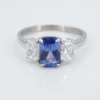 Ceylon Sapphire Diamond Ring 3ctw GIA Platinum No Heat 3 Stone Size 8.25, view 1
