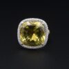 18k Palmiero 20ct Green Beryl Yellow Diamond Halo Cocktail Ring Size 7.5, view 4